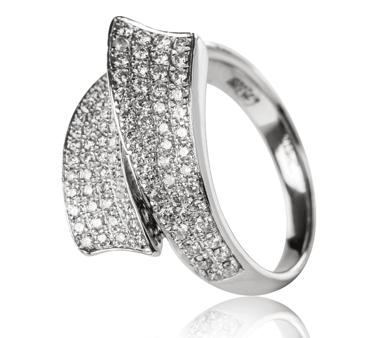 White Gold Ring with Rhodium Plating Image Showcasing White Gold Ring with a Rhodium Plating