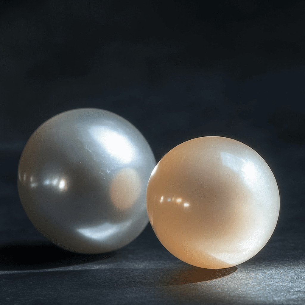 Image showing one white pearl next to ivory pearl