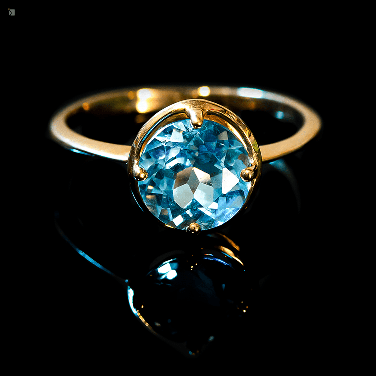 Isolated Restored Fine Jewelry Blue Zircon Gemstone Gold Ring