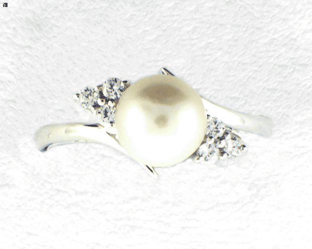 Image Showcasing After of Before & After #68 Pearl Ring with Diamonds being Restored with Pearl Replacement and Premier Ring Services