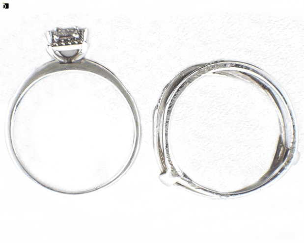 Image Showing Before #14 Side View of Diamond Rings Getting Premier Ring Repair Services by Master Jewelers