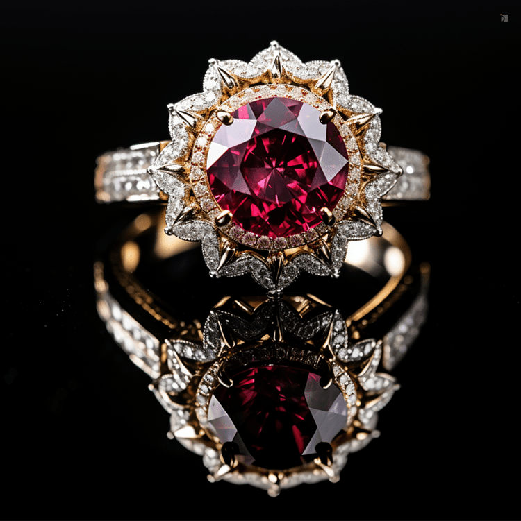 Restored Red Spinel Gemstone Ring August Birthstone Reflected