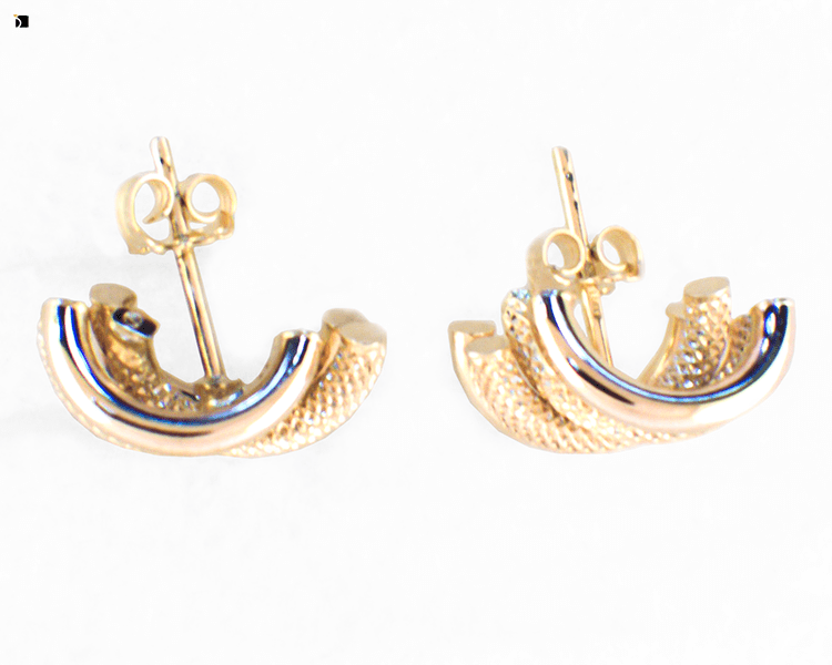 After #138 Top View of Macy's Gold Stack Earrings Restored by Premier Earring Repair and Restoration Services