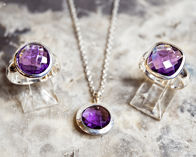 Restored Fine Jewelry Amethyst Gemstone Rings Necklace