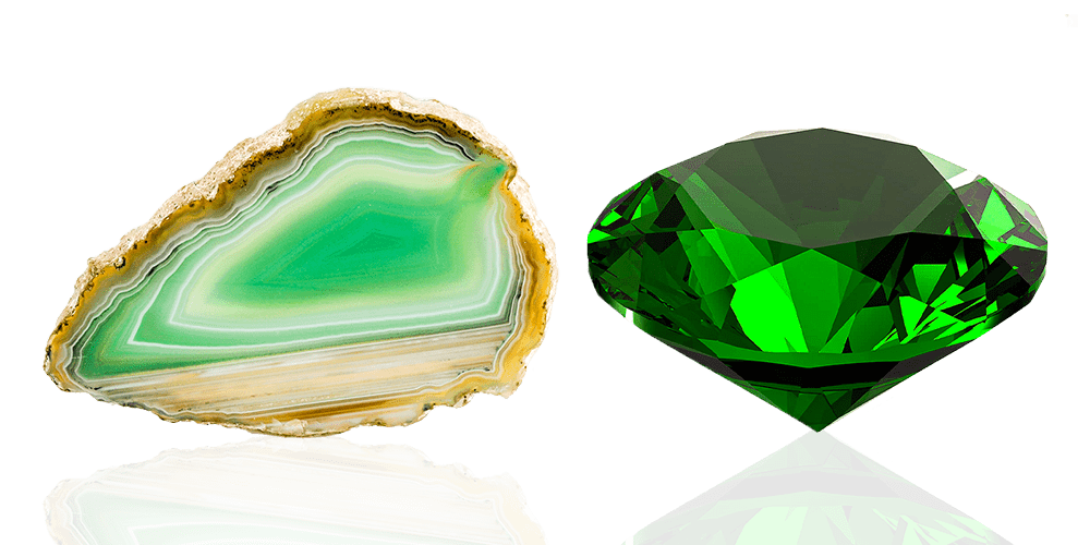 Image Showcasing Emeralds and Agates Loose Gemstones May Birthstone Blog Feature Image