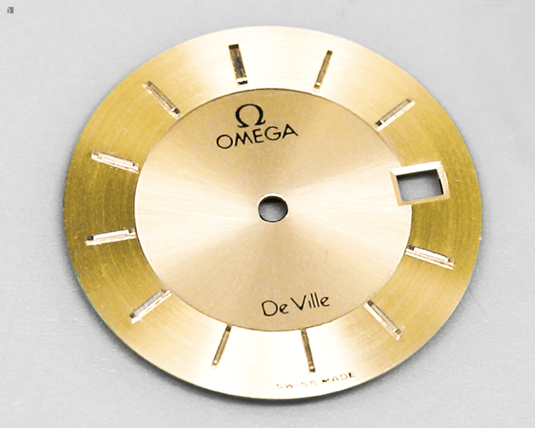 After #146 Separated Gold Vintage Omega Watch Dial Restored by Premier Dial Refinishing Services at KRD