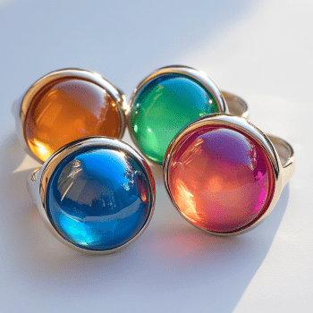 Image showcasing multicolored mood rings