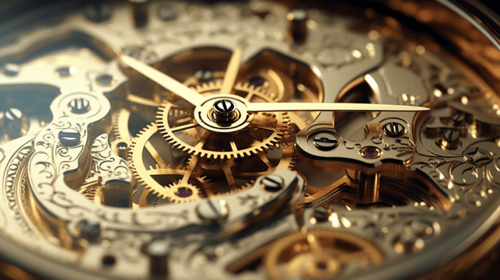 Image showcasing close-up gold watch mechanisms