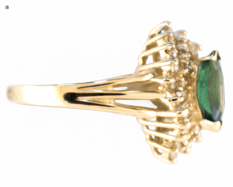 After #155 Side View of Emerald Gemstone Fine Jewelry Ring Restored by Premier Ring Restoration Services