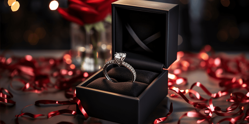 Restored Diamond Engagement Ring Displayed in Black Proposal Box Displayed For Valentine's Day 2024 Featured Image