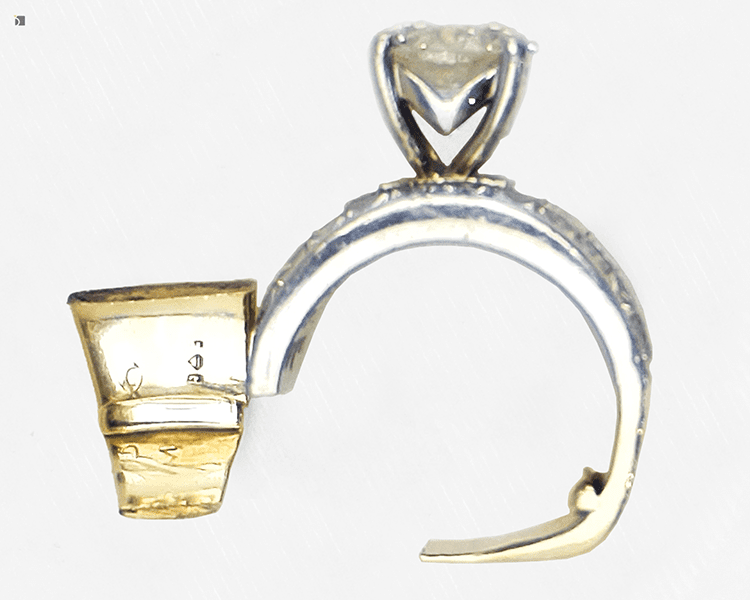 Before #157 Two Tone Engagement Ring Prior to Premier Ring Restoration Services