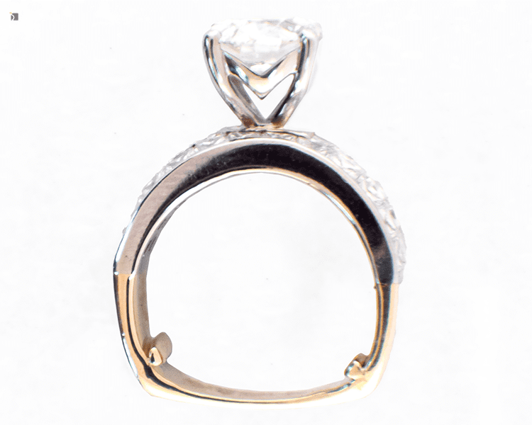 After #157 Two Tone Diamond Engagement Ring Restored by Master Jewelers