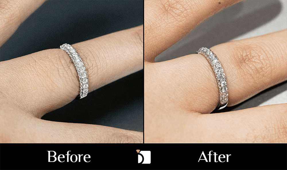 Before & After #158 White Gold Diamond Wedding Band Resized Up by Master Jewelers