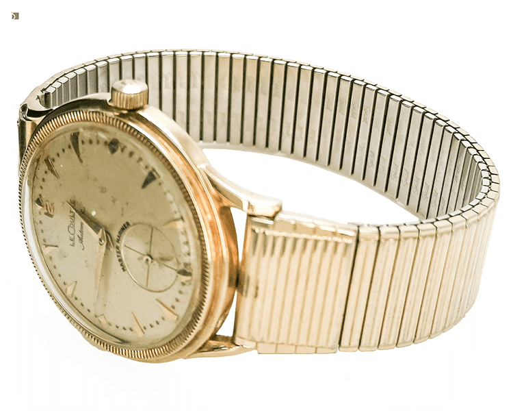 Before #160 Side Profile of Vintage LeCoultre Automatic Timepiece Prior to Watch Servicing