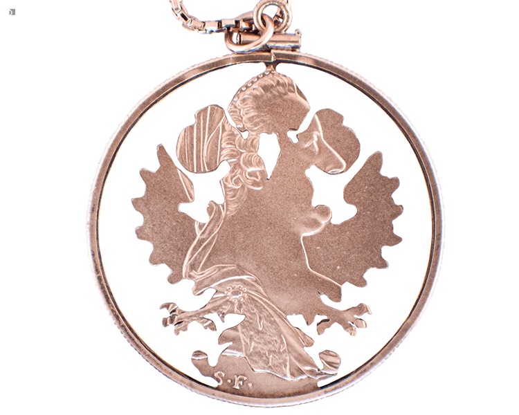 After #161 Back of Restored Maria Theresa Thaler Coin Necklace By Jewelry Repair Services