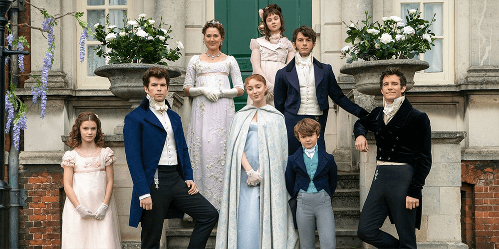 Bridgerton Family Portrait in Front of Bridgerton House