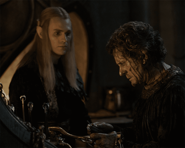Sauron Manipulating Celebrimbor to Finish Creating the Rings of Power for Men (via Amazon Studios)
