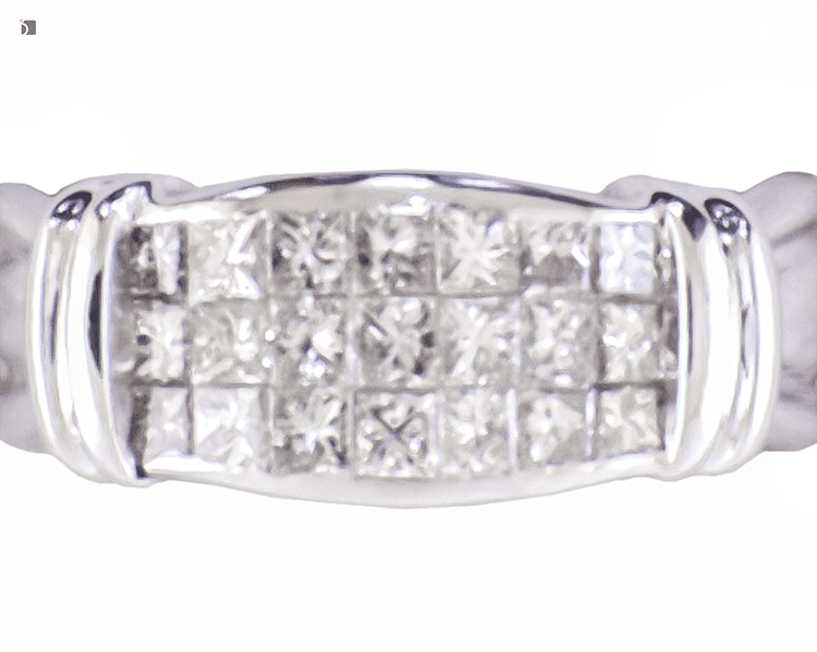 After #169 18kt White Gold Invisible Channel Setting Diamond Ring Restored by My Jewelry Repair