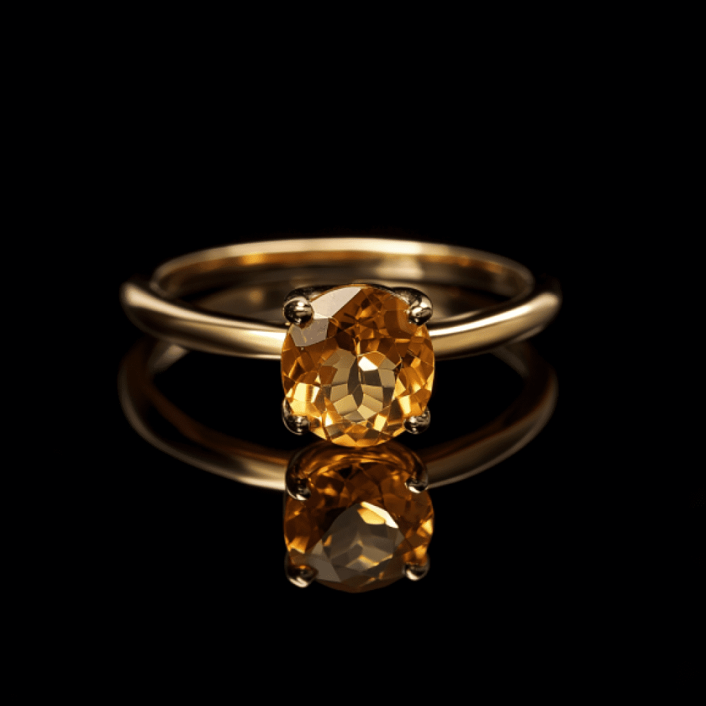 Image showcasing citrine ring on black background