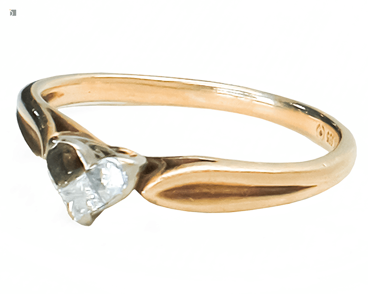 Before #173 Side view of heart-shaped diamond setting ring prior to jeweler's work