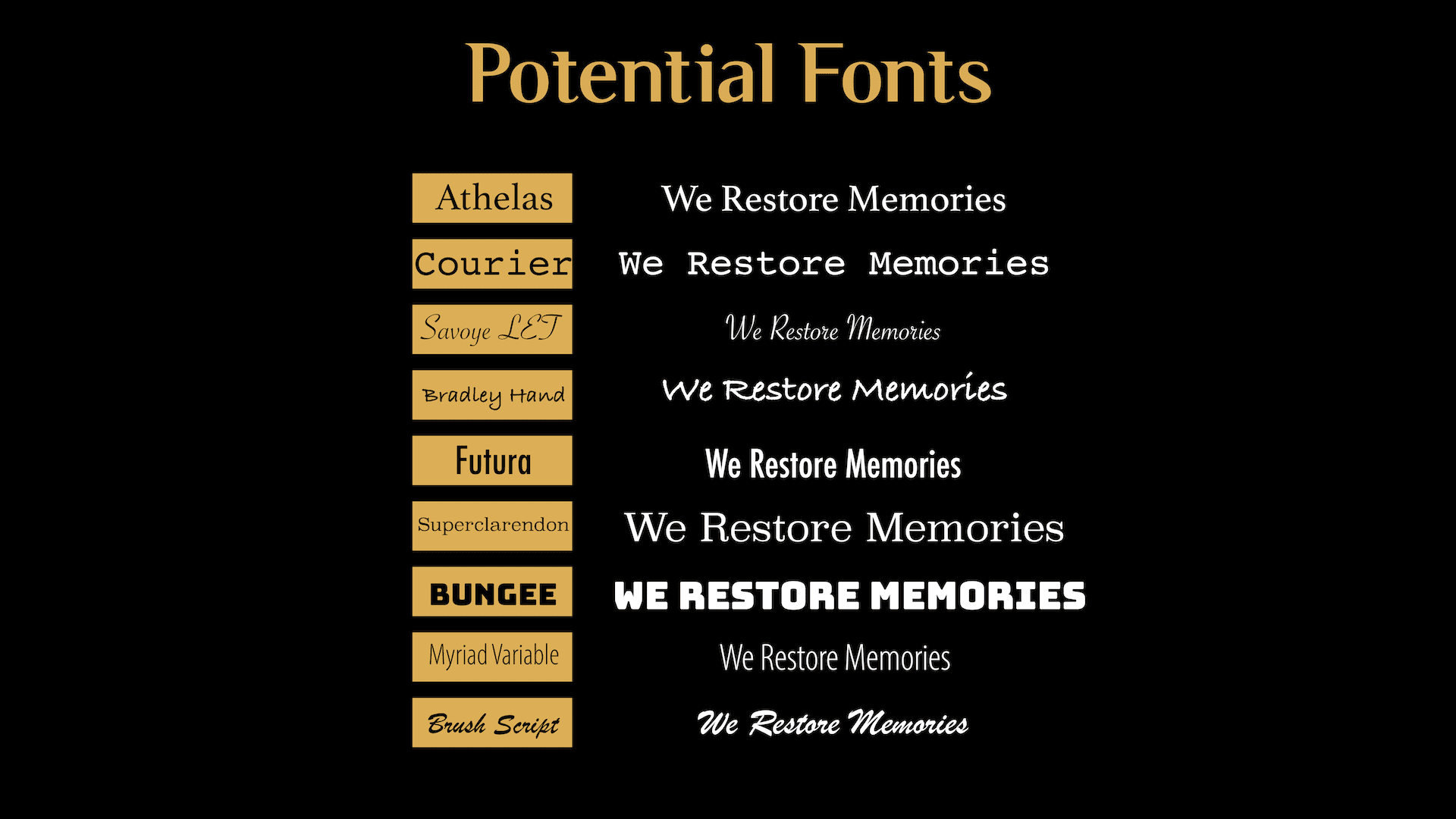 My Jewelry Repair Infographic Potential Engraving Fonts