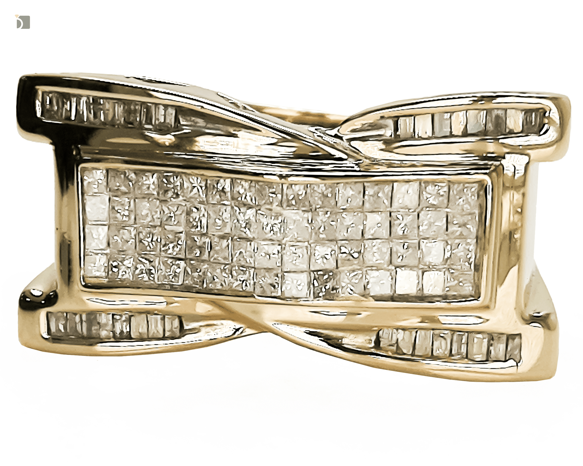 After #174 14kt Gold Invisible Set Diamond Ring Restored by Master Jeweler Services and New Gemstones