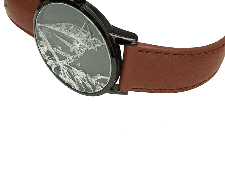 Before #175 Side View of Black Movado Museum Watch Shattered