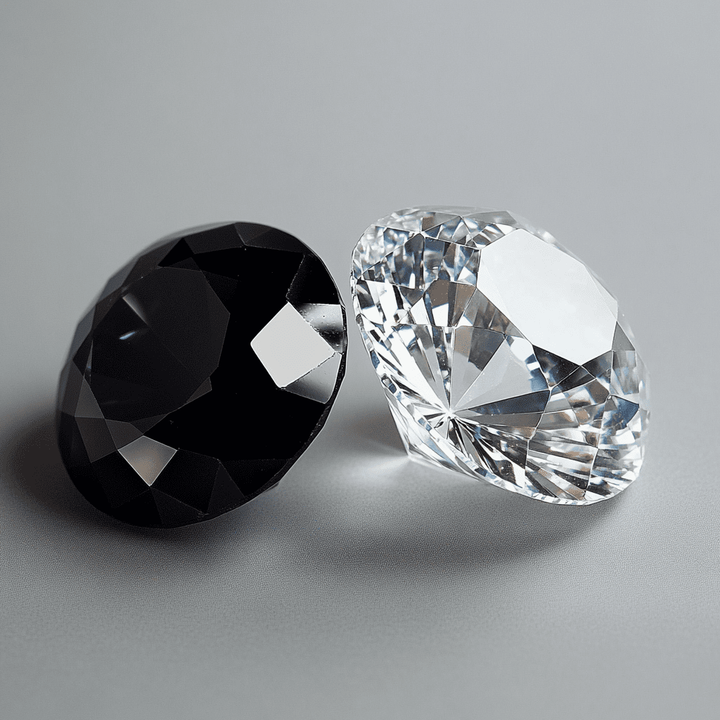 Image showing one black diamond and one clear diamond