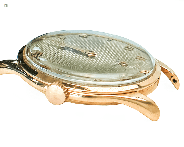 Before #176 Angled Side View of Vintage Omega Timepiece Watch Prior to Watch Repair Work