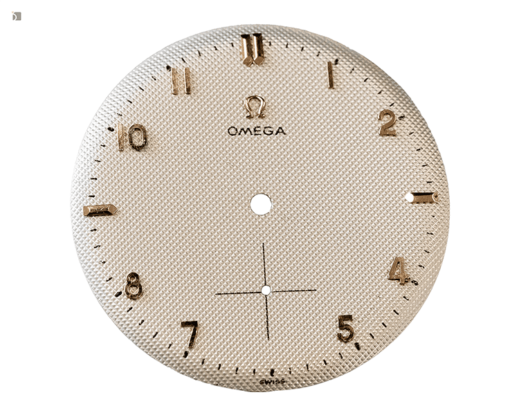 After #176 Isolated View of Vintage Omega Watch Dial After Refinishing Services by Kirk Rich Dial