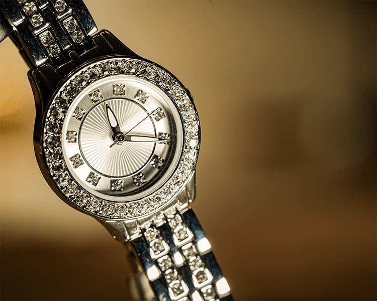 Restored Silver Women's Cocktail Watch With Diamond Gemstones