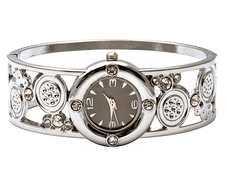 Restored Silver Women's Cocktail Watch With White Gemstones