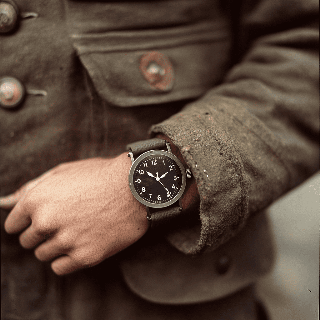 Image of WWI soldier wearing combat watch